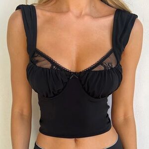 TIGER MIST NADIA LACE PLUNGE Y2K CROP TOP